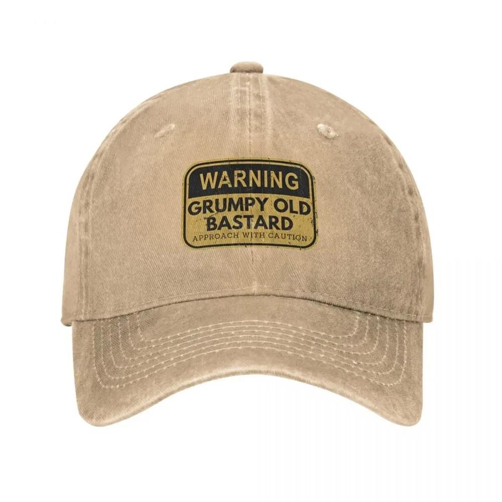 Ostrzeżenie Zrzędliwy Stary Bękart Podchodź Mężczyźni Kobiety Czapki Baseballowe Śmieszne Uwaga Zniszczona Prana Outdoor Regulowane Dopasowanie Snapback