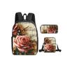 Regenboog Muzieknoten Print 3 Stuks/Set Rugzak met Schoudertas, Etui voor Jongen/Meisje Beste Cadeau Cartoon Student Schooltassen