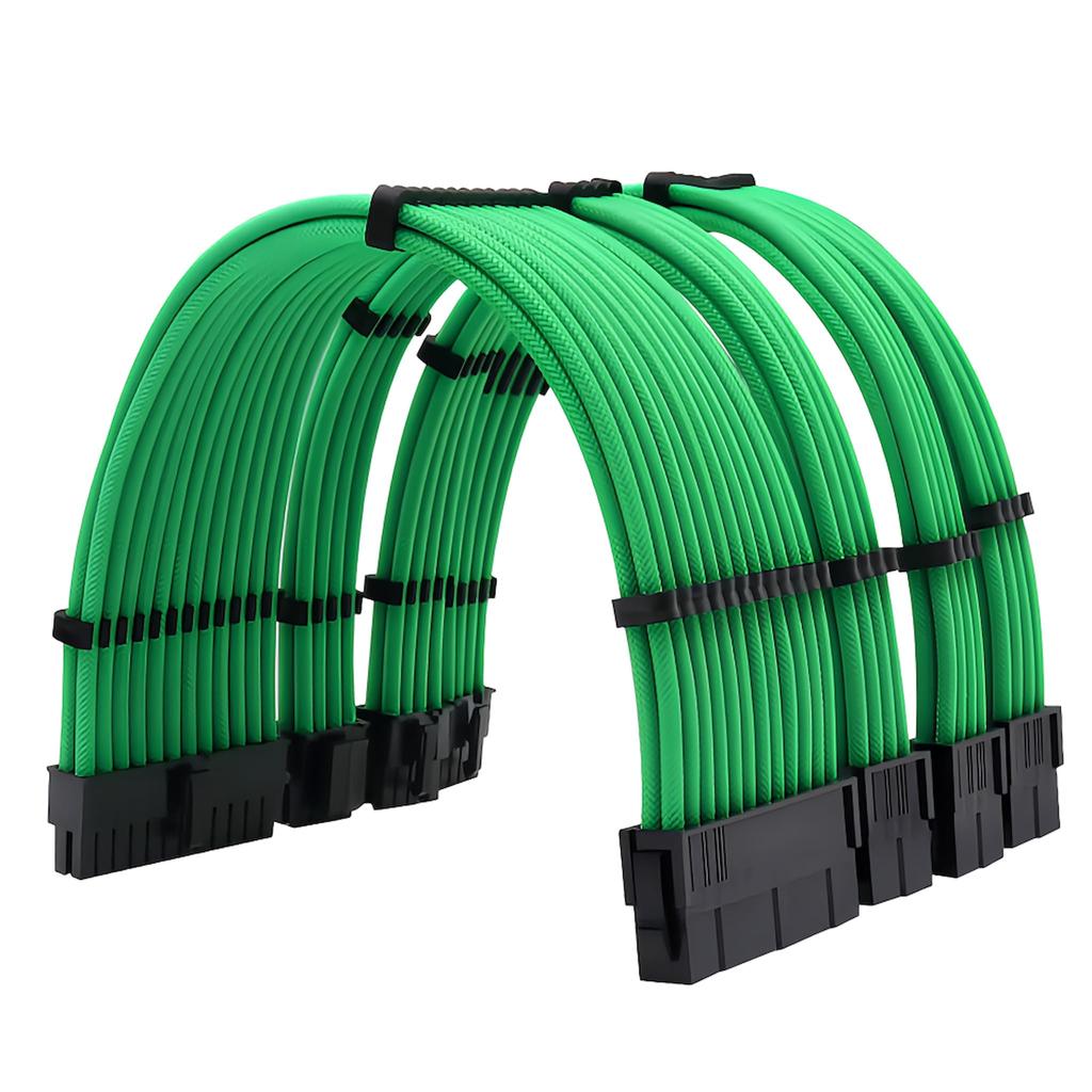 Small Lab Sleeved Cable Extension To for Graphics and Power Supplies Cable, 30cm, 24-pin 8-pin, Motherboards, Cards, (Green)