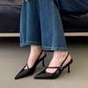 Neue schwarze Damen-Pumps mit spitzer Zehenpartie, Slingback-Riemen und gekreuzten Riemen – bequeme Abendschuhe mit Knöchelriemen und Schnalle (Modelljahr 2026)