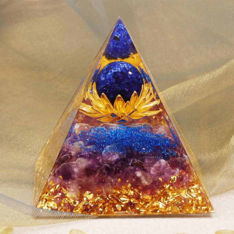 Krystalkugle Pyramide Knust Krystal Epoxyharpiks Håndlavet Skrivebordsudsmykning, Boligdekoration, Gave til Jul, Halloween, Nytår