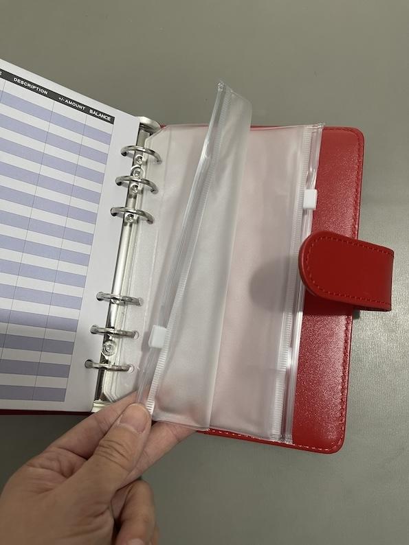 PU Leather Ring Binder Notebook Loose-leaf Magnetic Style with Cash Envelopes Budget Money Savings Organizer