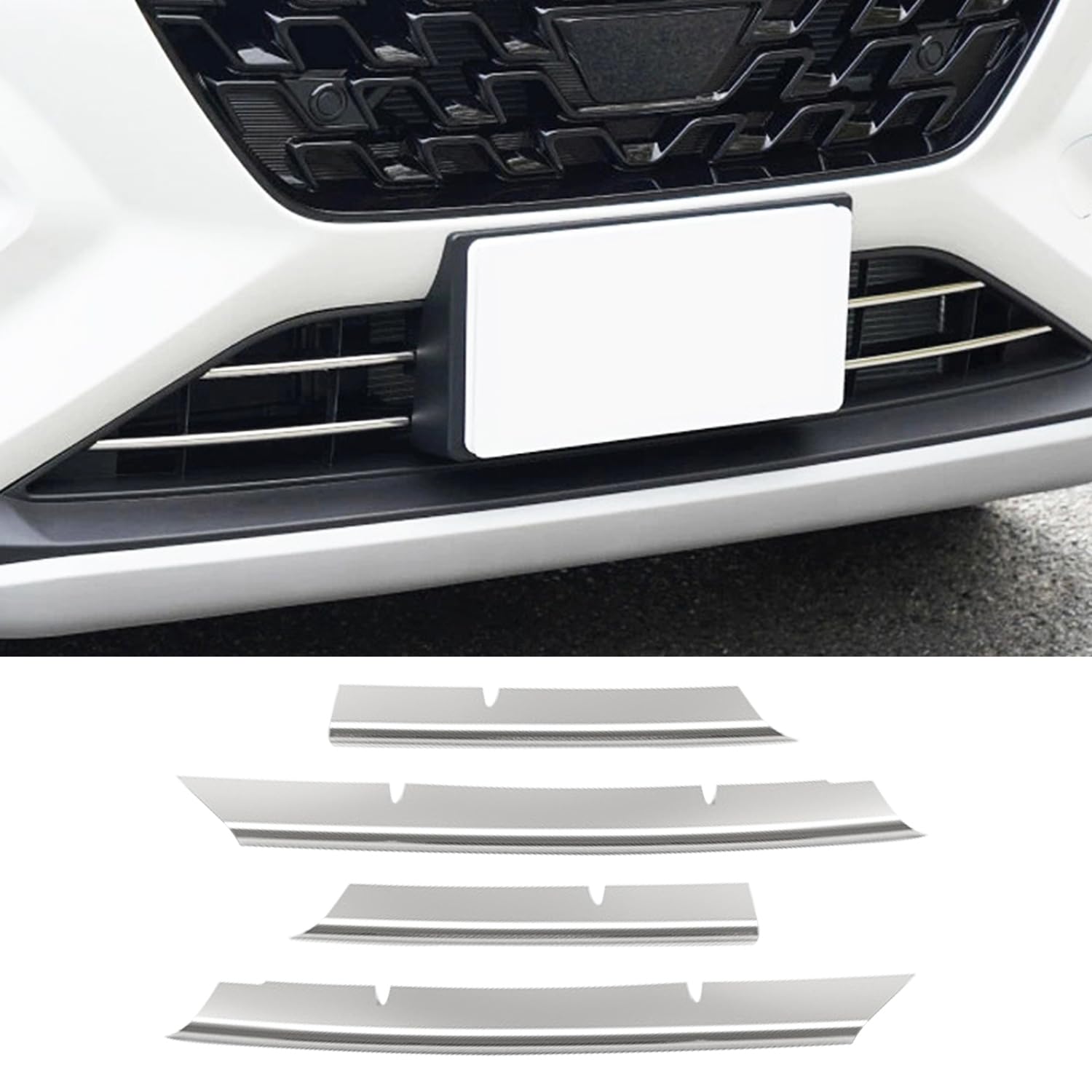 MEKOMEKO Front Grille Covers for Suzuki New Fronx WDB3S and Front Bumper Center Grille Car Exterior Stainless Set WEB3S, Covers, Garnish, Accessories,