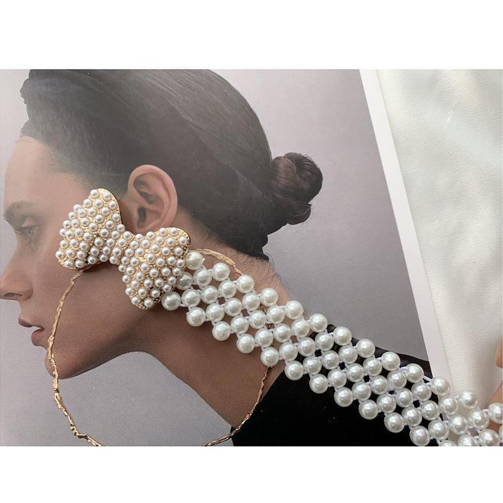 Pearl Decorative Waist Chain High-End Elastic Waist Belt Women'S Waist Accessory Luxurious For Daily Commute Party