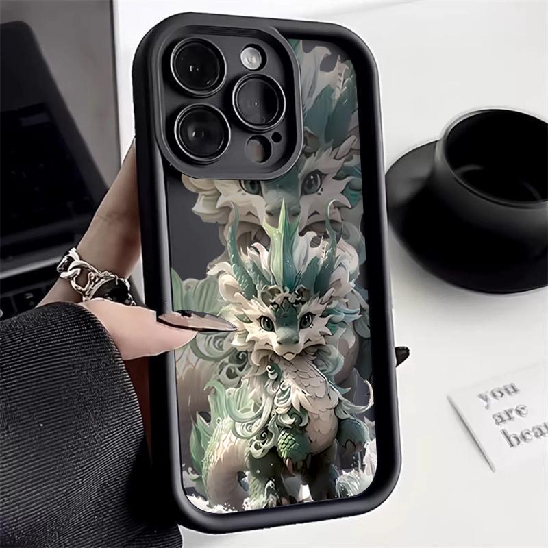 Чехол для телефона в китайском стиле с Цилинем и Драконом для iPhone 17 16 15 14 13 12 11 Pro Max Plus Милое мифическое существо Силиконовый мягкий чехол iphone 11 ProMax