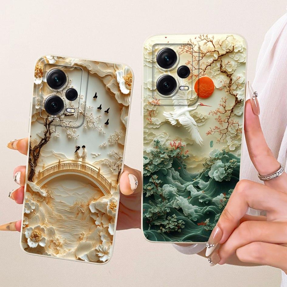 For Xiaomi Redmi Note 12 Pro Plus Case Popular Flower Soft Liquid Silicone Shockproof Cover For Redmi Note 12 Pro Note12 5G Case