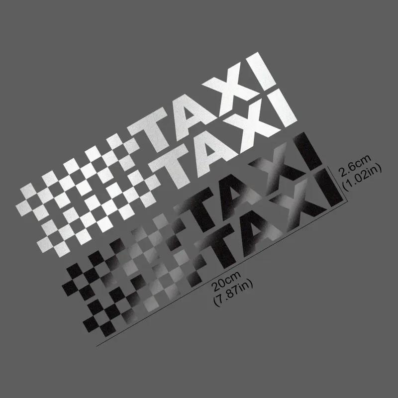 2PCS Universal Reflective TAXI Text Grid Sticker Car Styling Door Side Stripes Stickers Auto Exterior Decals Decor Accessories