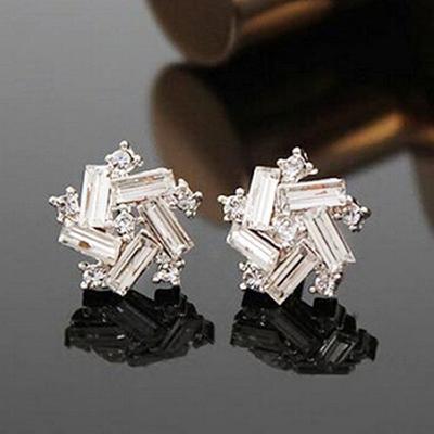 Women's Lucky Windmill Rhinestone Color Ear Stud Earrings Party Jewelry