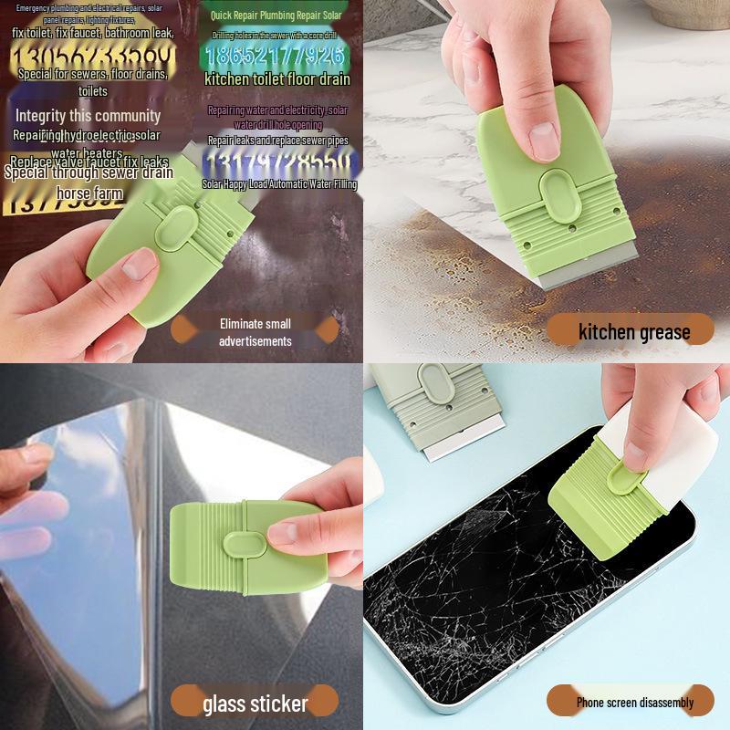 Double-Headed Scraper & Squeegee: Car Tint, Kitchen, and Floor Glue Remover, Scratch-Free Putty Knife, Cellphone Film Applicator.