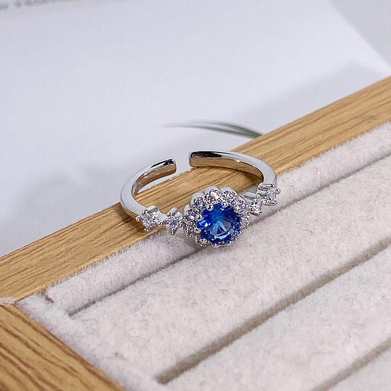 Sunflower Super Flash Fashion Colored Treasure Zir*****Pen Ring Women'S Exquisite Multi-Color Light Luxury Niche Ring