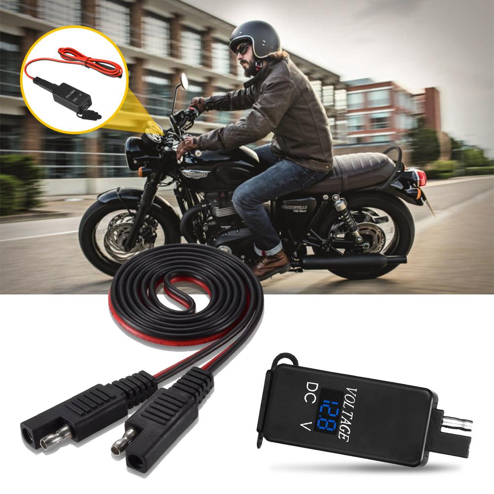 QC3.0 Motorcycle 2 USB Fast Charger Waterproof With Voltmeter Digital Charge SAE To USB  Motorbike Inline Fuse Power Supply