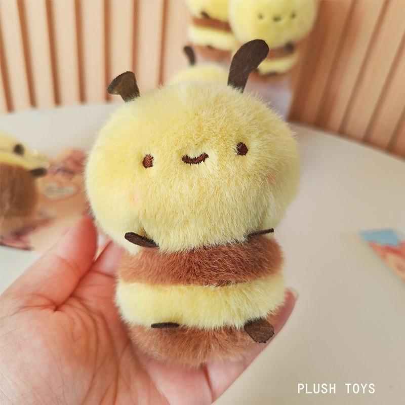 Adorable Bee Plush Doll With Keychain Pendant 4 Inch Claw Machine Prize Children Toys Gift For Birthday