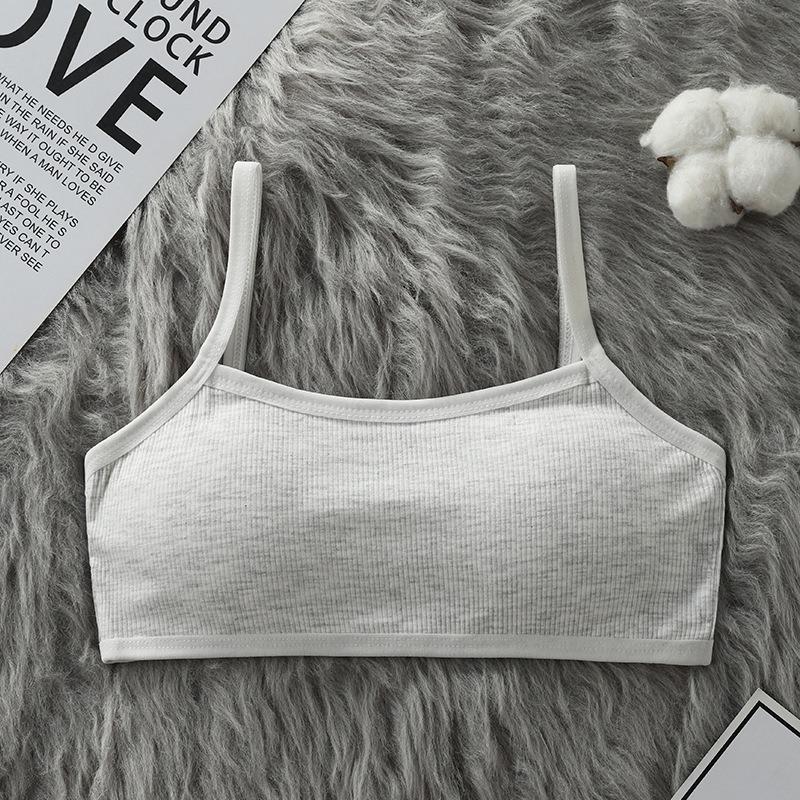 

Girls Cotton Mesh Camisole Bra - Summer Breathable Training Bra for 8-14 Years Old Tween & Teen Developmental Crop Top L(32.5-45kg) сірий