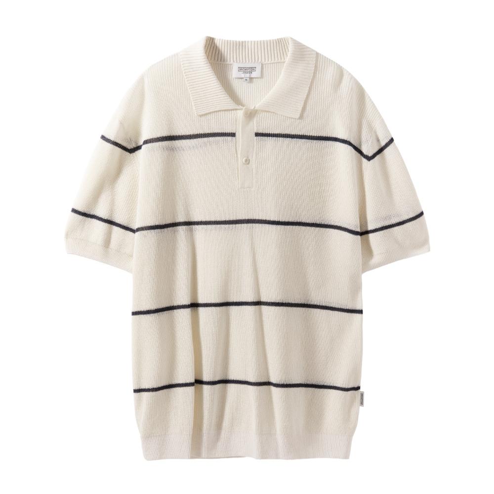 Brompton London Striped Collar Half Sleeve Knit - Ivory (P242Mkt514) Ivory/095