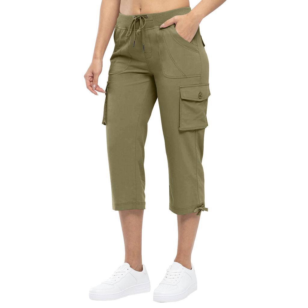 Womens Capris With Pockets Loose Fit Casual  Pants Dressy Lightweight Ladies Baggy Cargo Pants For Hiking