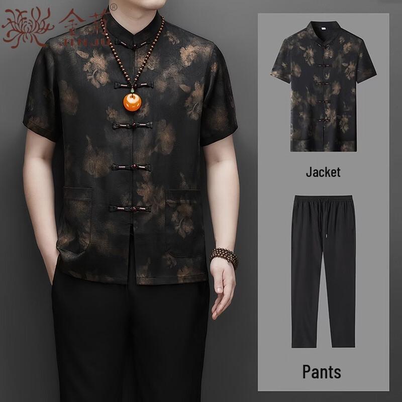 Men's Premium Chinese Style Ice Silk Tang Suit Set