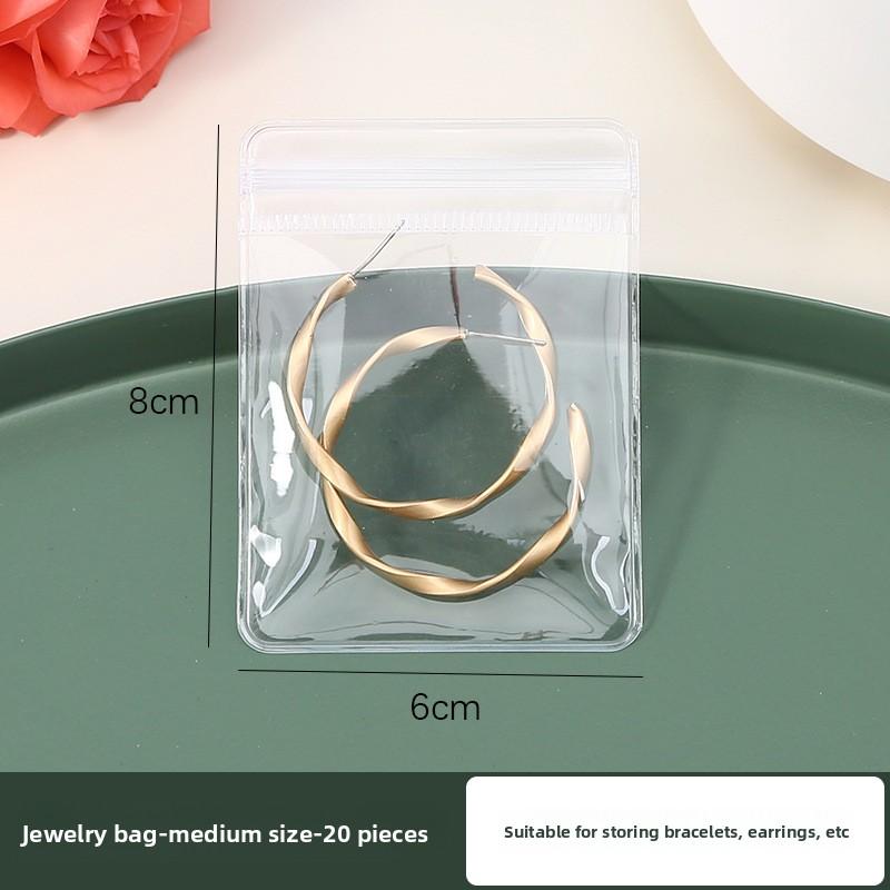 20-Pack Thick PVC Jewelry Bags - Self-Sealing Clear Pouch for Anti-Tarnish Storage of Earrings/Necklaces Zip Lock Protection
