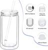 8 Pack plastic Snow Globe Tumbler, 16 Oz Double Wall Plastic Can with Lid and Straw, Plastic Mason Jar Mug for Snow Globe Glitter DIY Gift (Clear)