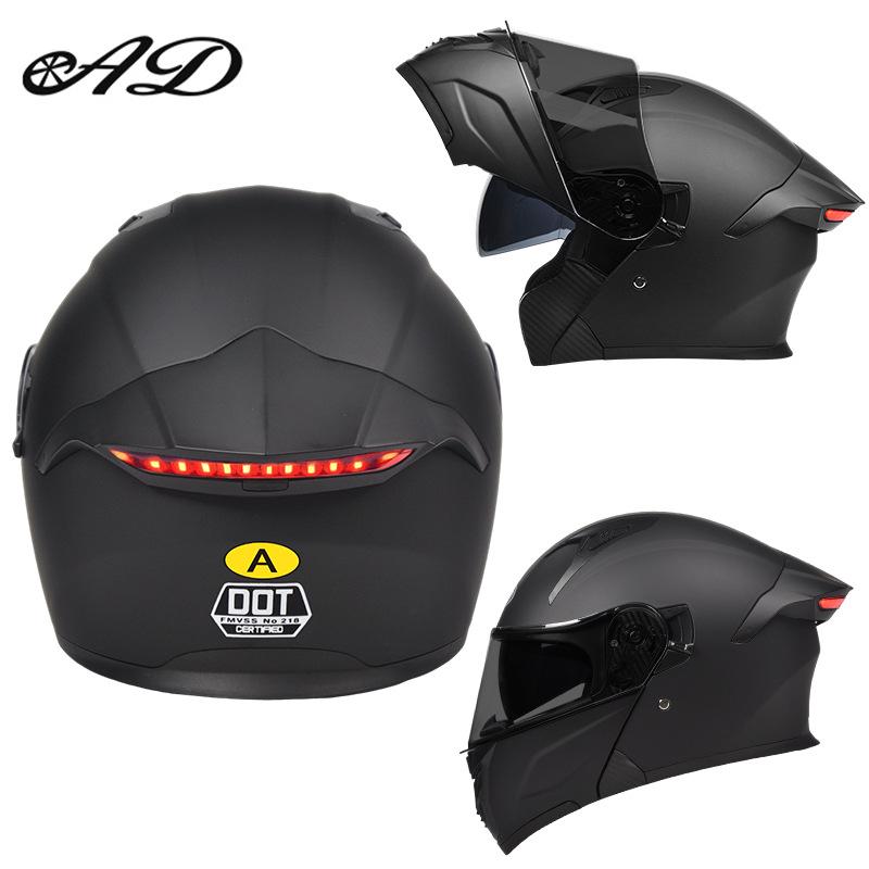 DOT Certified Unisex Flip-up Motorcycle Helmet: Stylish, All-Season Safety Taillight Design