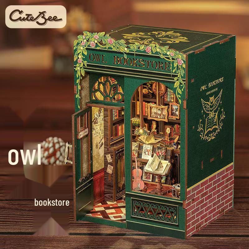 

CuteBee Owl Bookstore Miniature DIY Cottage Bookend