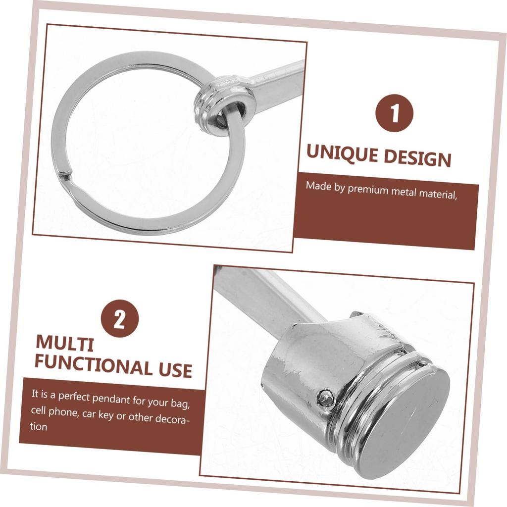 ULTECHNOVO Metall Stempel Nøkkelring, Motorstempel Nøkkelring, Auto Stempel Nøkkelring, Stempel Nøkkelbrikke, Sølv, Sølv