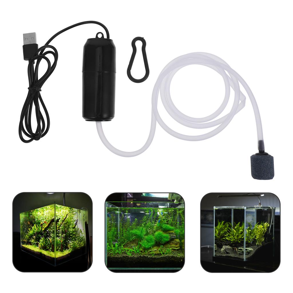 Mini Silent Usb Oxygen Pump Fish Tank Bubbler Aquarium Air Pumps Accessories Portable Small Aerator Premium Material Black Color