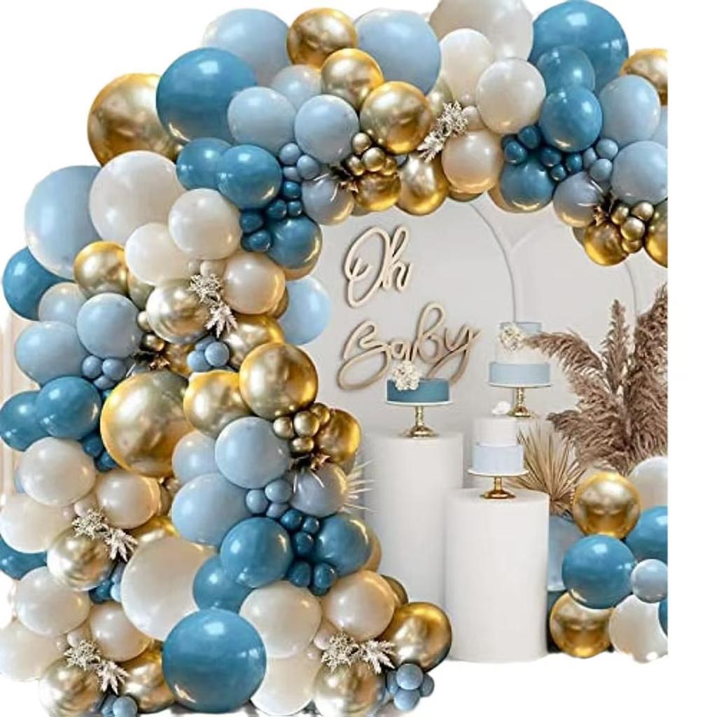 Vintage Sea Blue Balloon Chain Wreath Arch Set, Baby Birthday Party Decorative Props Morandi Balloons