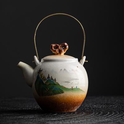 Krajinná malba Beam čajová konvice Retro domácí keramická kung-fu čajová sada čínský styl čajová konvice s jednou konvicí konvice na vodu Gaiwan Puer