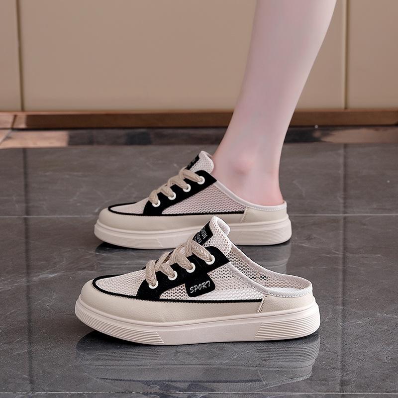 Outer Wear Breathable Semi-cool Slippers Women 2025 Internet Celebrity Korean Version of Versatile Flat Casual Shoes Mesh Women's Shoes KT-283