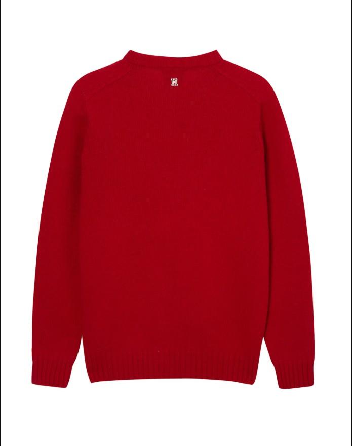 Hejiseu [25Fw] [Shetland Wool] Red Shaggy Dog Crewneck Knit