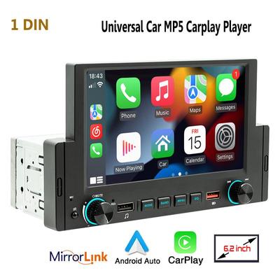 Car Radio 1 Din 6.2 Inch Screen Auto Stereo Android Auto Carplay MP5 Multimedia Player Car Bluetooth Radio MirrorLink