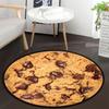 Food Pizza Cookie Fire Pit Fun Novelty Round Mat Realistic 3D Effect Non-slip Carpet Rug for Living Kitchen Home Decoration Rugs