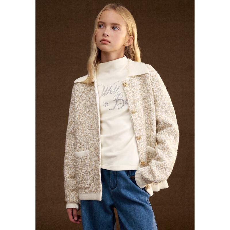 ELLE KIDS Girls' Shimmering Lapel Cardigan