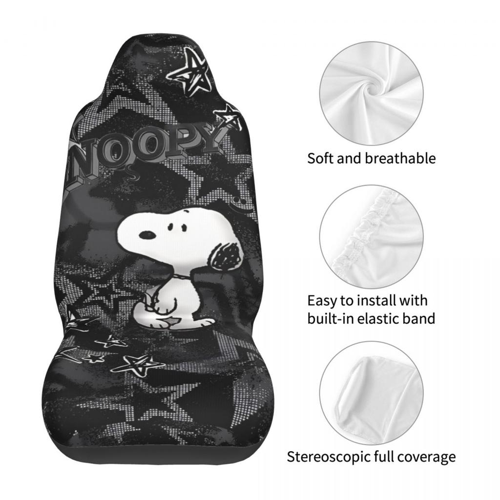 Snoopy's Leuke Honden Autostoelhoezen Voorstoelen 2 Stuks Auto Interieur Bescherming Universele Pasvorm Voor Vrachtwagens Bestelwagens Suv's Sedans