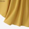 ZANZEA Women Casual Round Neck Solid Color 3/4 Sleeve Loose Blouse