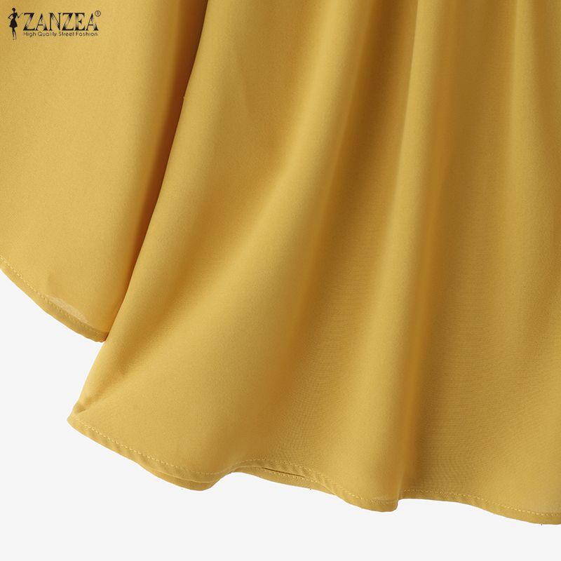 ZANZEA Women Casual Round Neck Solid Color 3/4 Sleeve Loose Blouse