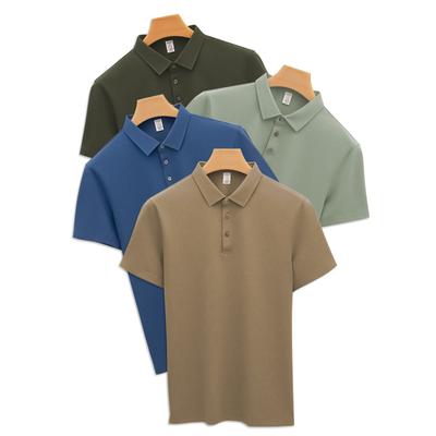 Baumwollkragen Poloshirt Herren Kurzarm Herren T-Shirt Business Lang Samt Baumwolle Markloser Kragen Poloshirt