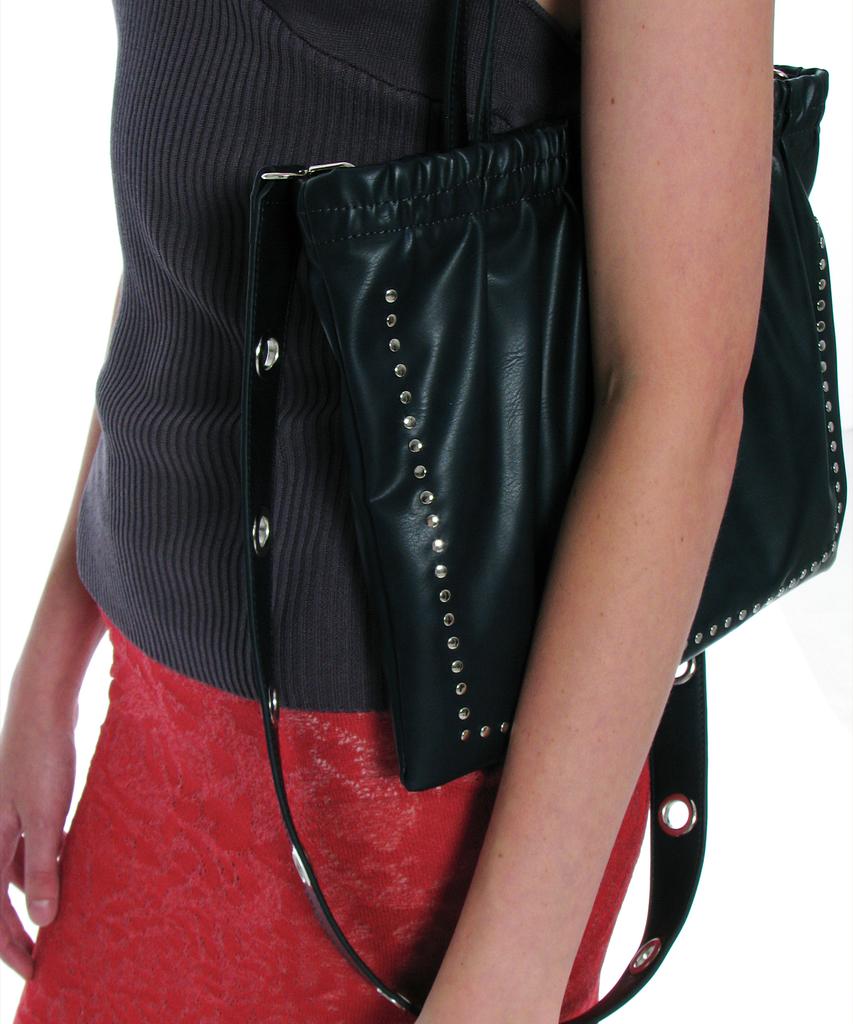 Partimento Women 2Way Studded Shirred Flat Bag_Navy