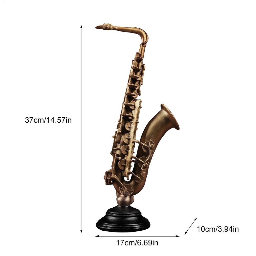 Instrument Figurines Gold Simulation Collectible Statue Miniature Saxophone Violin Statue with Stand for Collector Musician Home