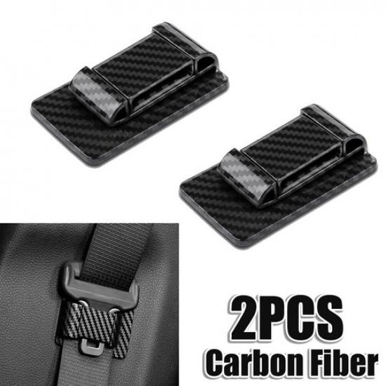 2Pcs Carbon Fiber Car Safe Belt Stabilizer Limiter Auto Interior Universal