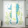 Cute Cartoon Sea Horse Tulle Curtains For Living Room Decoration Modern Veil Chiffon Curtains Bedroom Sheer Voile