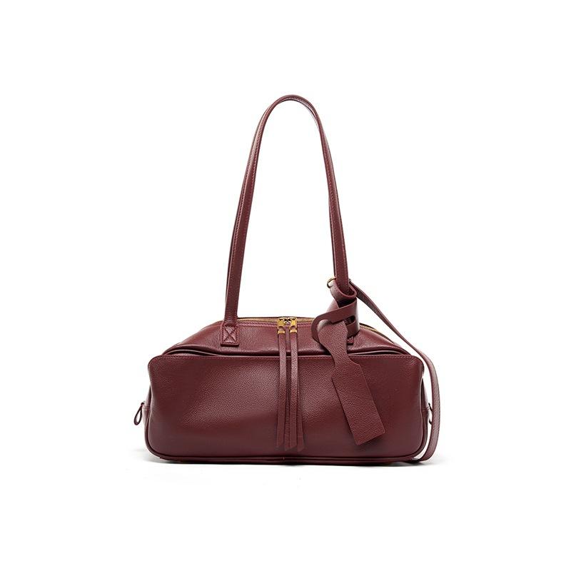 Leather Fashion Women's Commuter Premium Underarm Large Capacity Shoulder Bag First Layer Cowhide Boston Pillow Bag