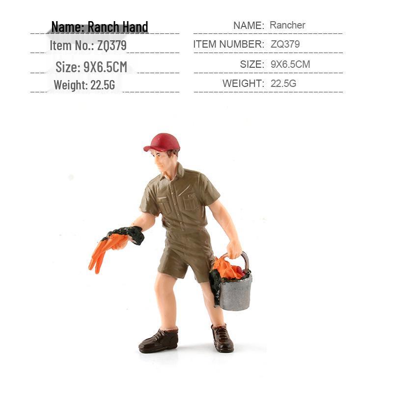 Cross-Border Farm Scene Worker Doll: Female Farmer with Shovel Ornament for Model Landscaping