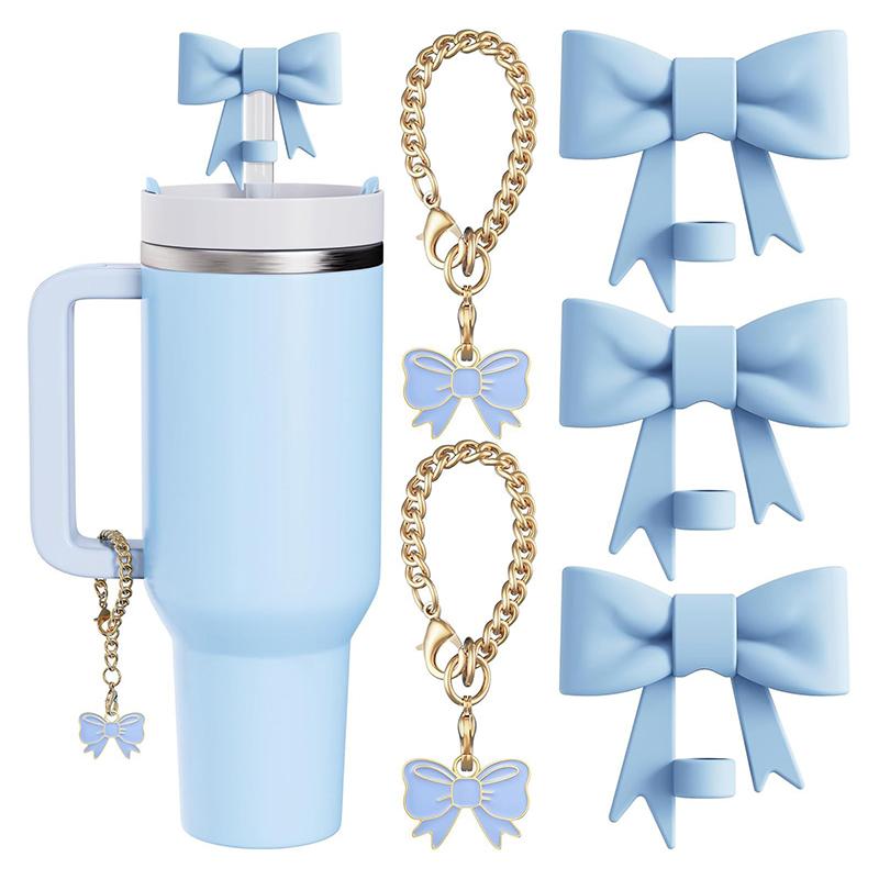 Kompatibel mit Stanley Cup Zubehör - 3 Stück Schleifenkappen, 2 Stück Schleifenanhänger für 30&40 oz Becher mit Henkel