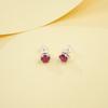 Zhou Hengfu S925 Sterling Silver Cultured Ruby Luxury Retro Gem Earrings for Women.