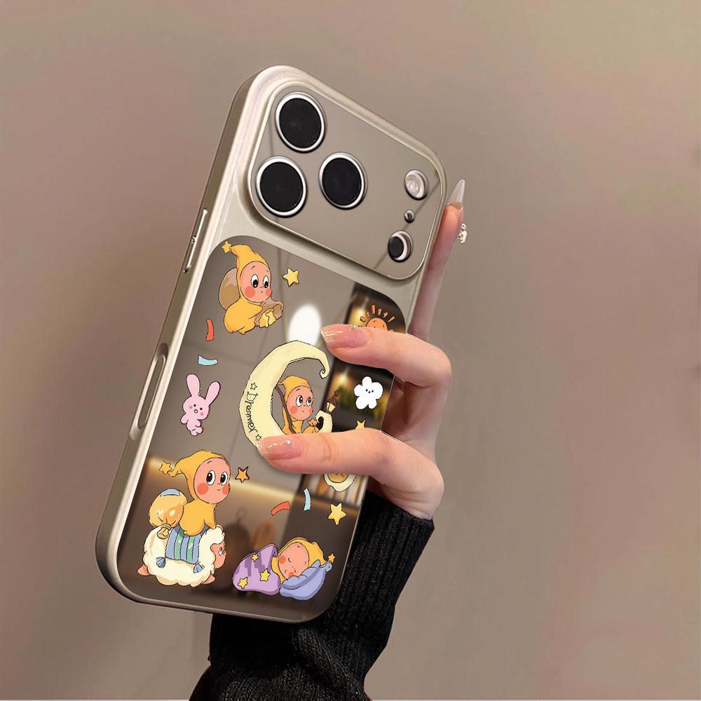 Cartoon Sleepy Person iPhone 17 Pro Max Case: Mirror Surface for iPhone 16 Pro & 16 Plus iPhone 17