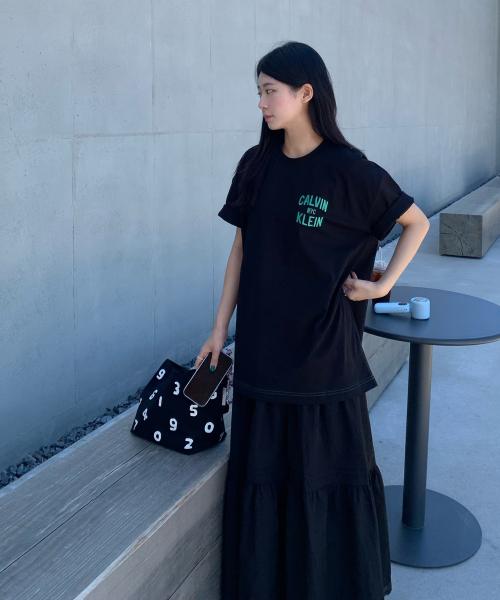 Kaelbinkeullainjin In The City Oversized Contrast Stitch Graphic Tee Black 4Rf296G Ub1