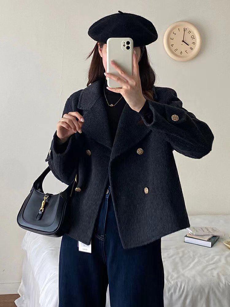 2025 Off-Season Ladies' Short Cashmere Wool Blazer - Stylish, Versatile Double-Faced Outerwear with a High-End Collar