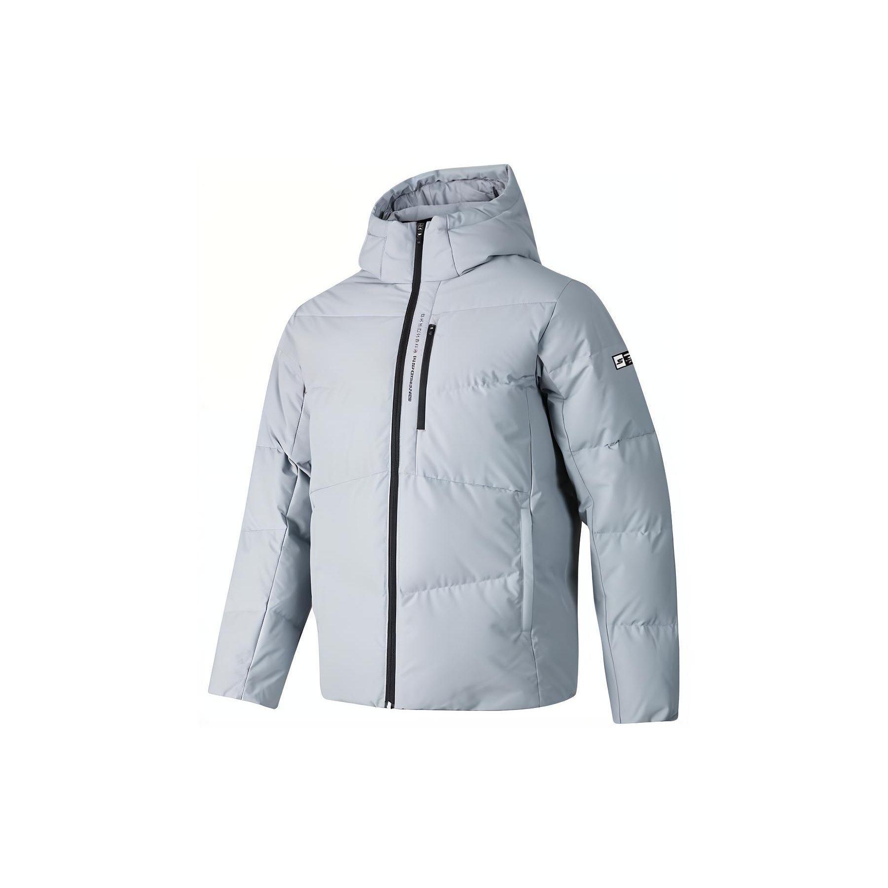 Skechers Sports Lifestyle Series Hooded Letter Print Warm Down Jacket Men Outerwear Wind-Grey P423M127-02N6 2XL