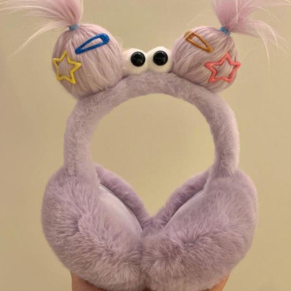 Funny Braid Cartoon Earmuffs Thicken Foldable Ear Cover Cute Winter Plush Ear Cap  Cycling